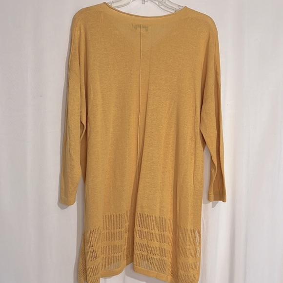 Rachel Zoe Yellow Linen Slouchy‎ Coastal Grandma Lagenlook Tunic Sweater Medium - Picture 6 of 9